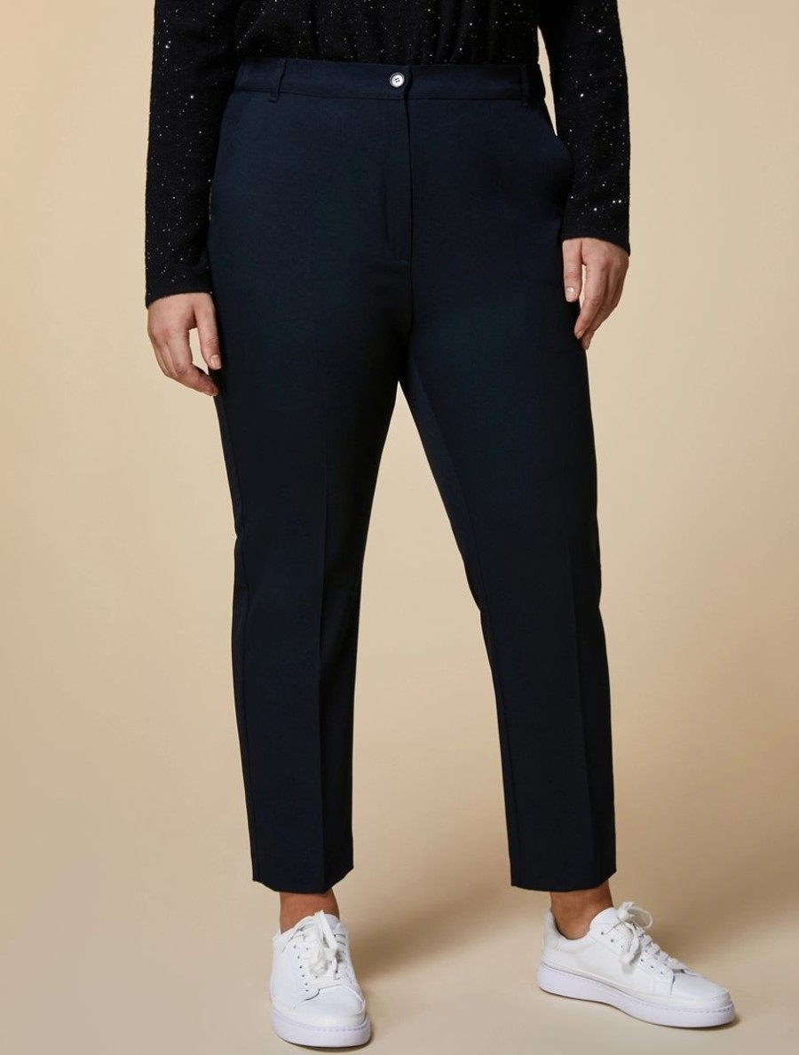 Fluid Gabardine Trousers Dark Navy New