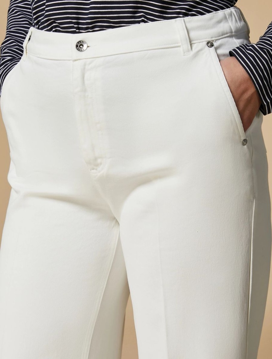 Wide-Leg Bull Denim Jeans White Wholesale