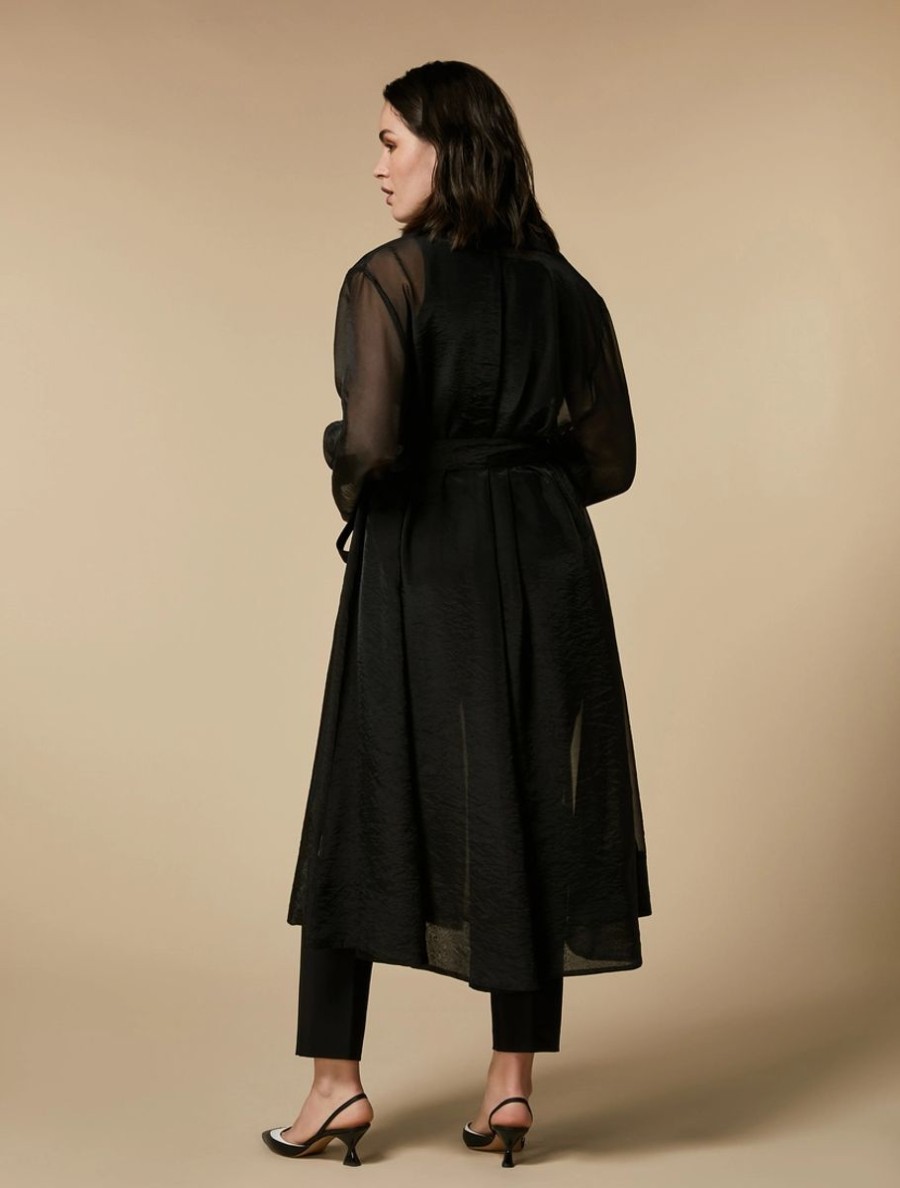 Organza Trench Coat Black Wholesale