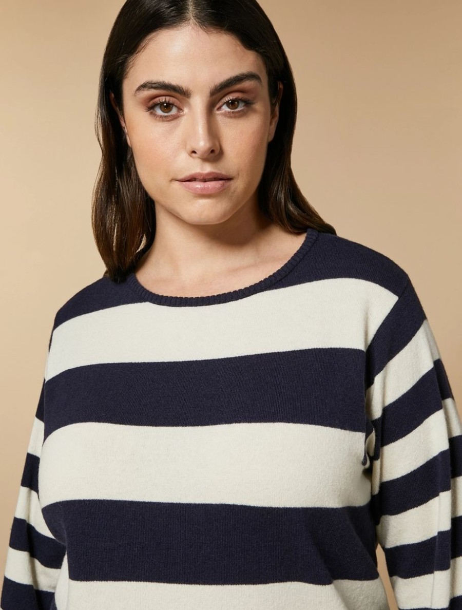 Striped Wool And Cashmere Sweater Dark Navy Clearance