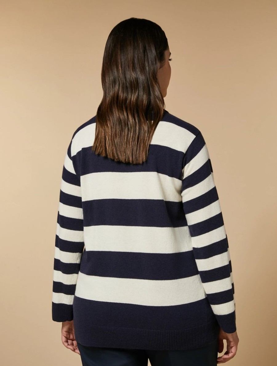 Striped Wool And Cashmere Sweater Dark Navy Clearance