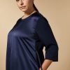 Technical Jersey And Satin Dress Dark Navy New