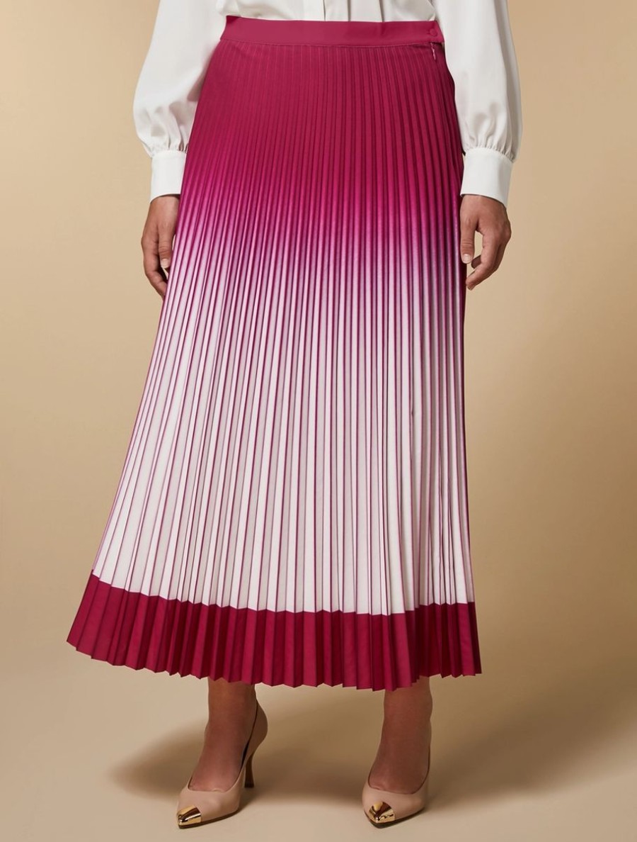 Long Pleated Crepe De Chine Skirt White Hot