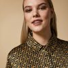 Printed Satin Shirt Mustard Online