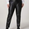 Leather-Look Fabric Trousers Black Clearance