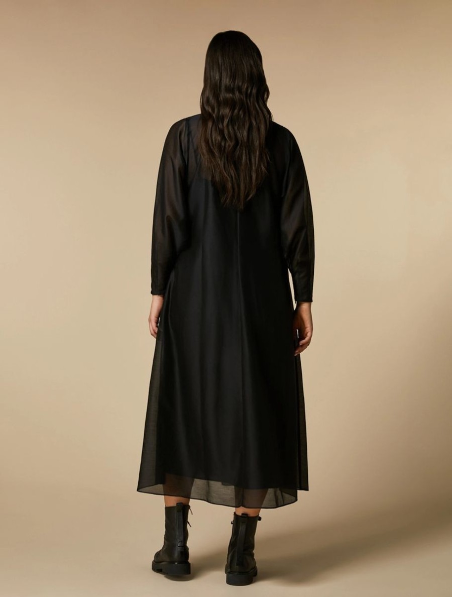 Silk-Blend Voile Dress Black Online