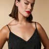 Rhinestone-Adorned Crepe De Chine Top Black Hot