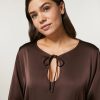 Hammered Satin Blouse Dark Brown Online