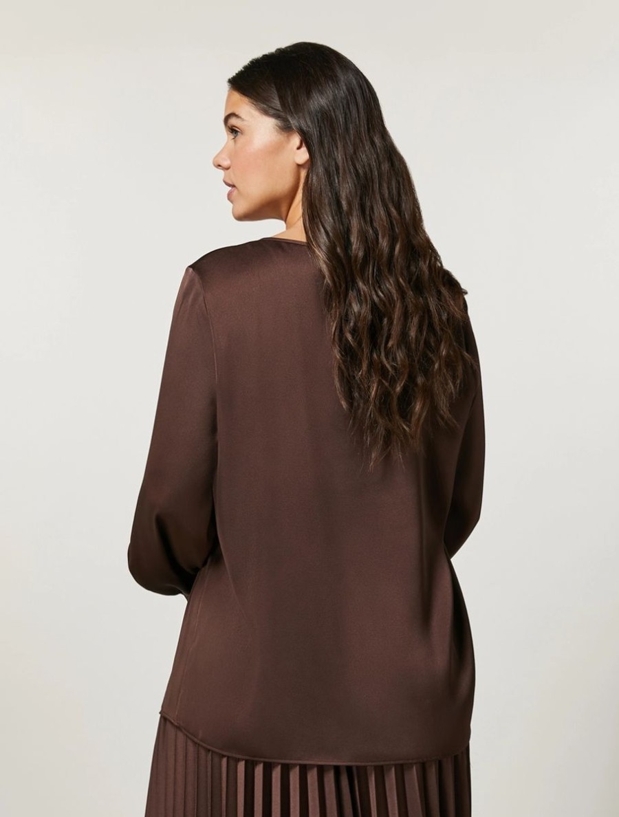 Hammered Satin Blouse Dark Brown Online