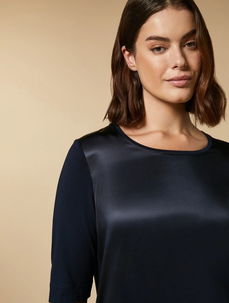 Silk And Jersey T-Shirt Dark Navy Online