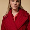 Long Quilted Down Jacket Red Clearance