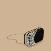 Rhinestone Satin Clutch Black New