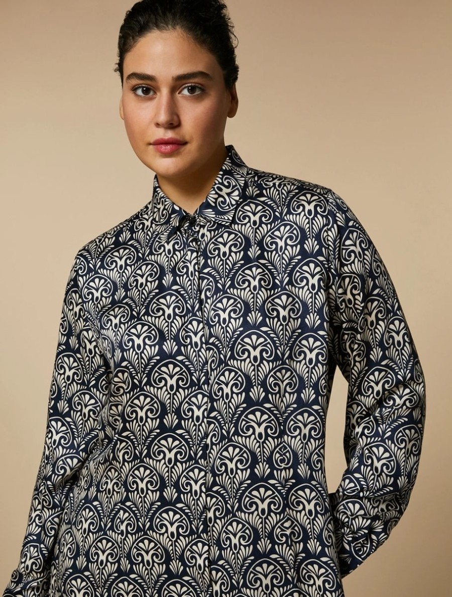 Printed Satin Shirt Dress Ultramarine Clearance