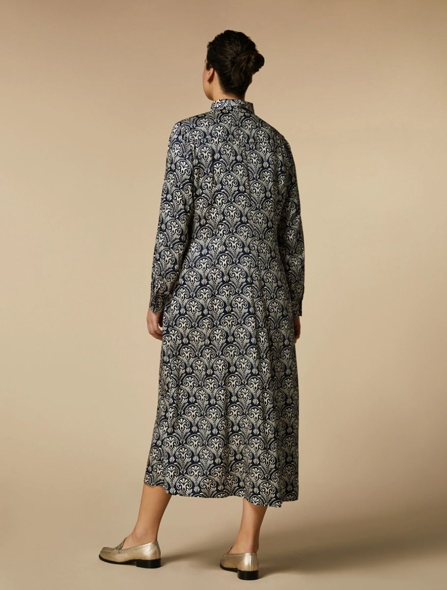 Printed Satin Shirt Dress Ultramarine Clearance