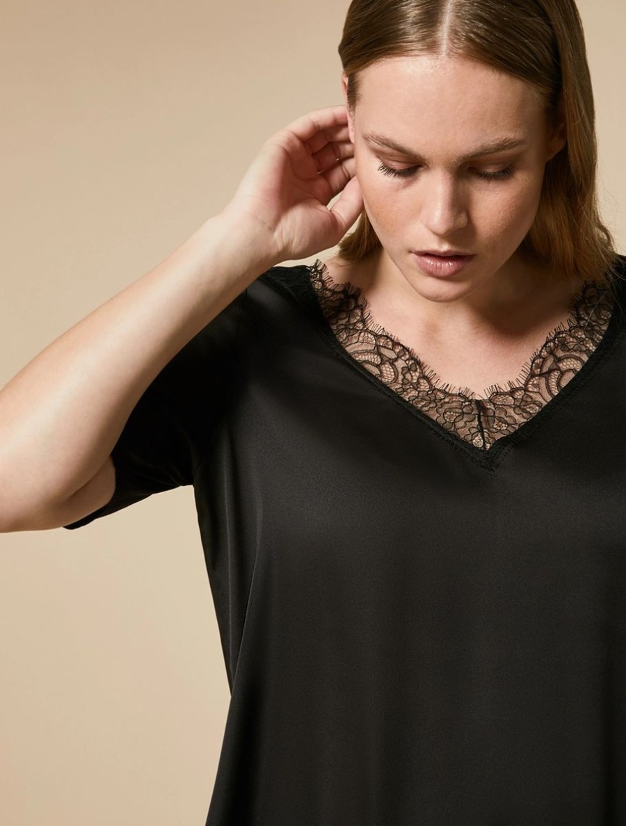 Blouse With Lace Details Black Hot