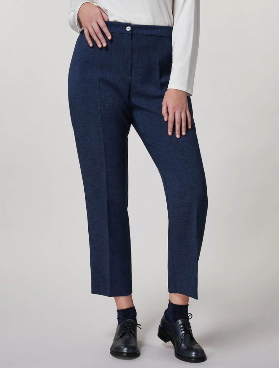 Double Cloth Trousers Dark Navy Best