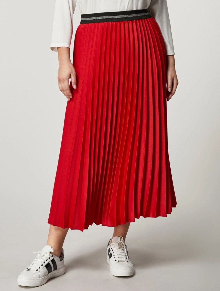 Crepe Envers Satin Skirt Red Wholesale