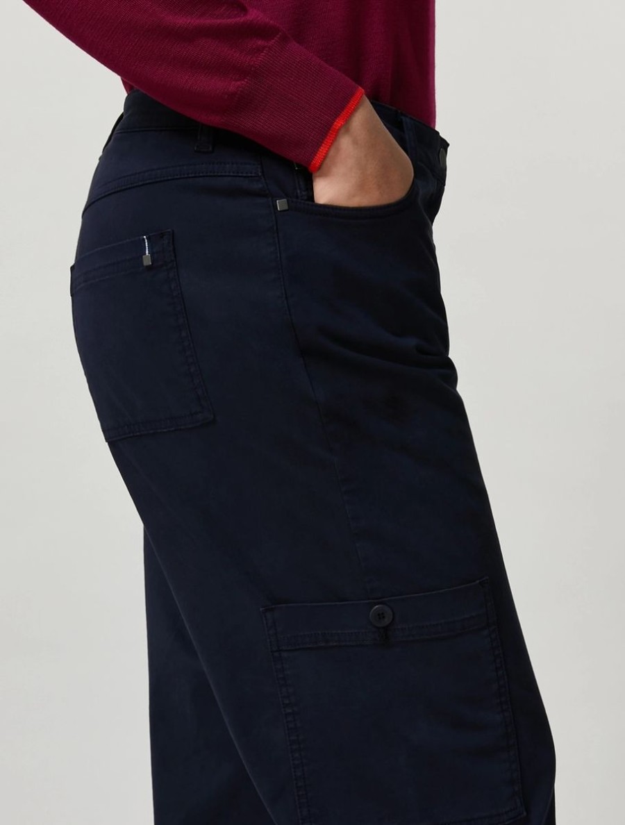 Stretch Satin Trousers Dark Navy Clearance