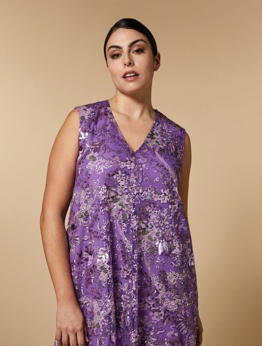 Long Embroidered Tulle Dress Wisteria Hot