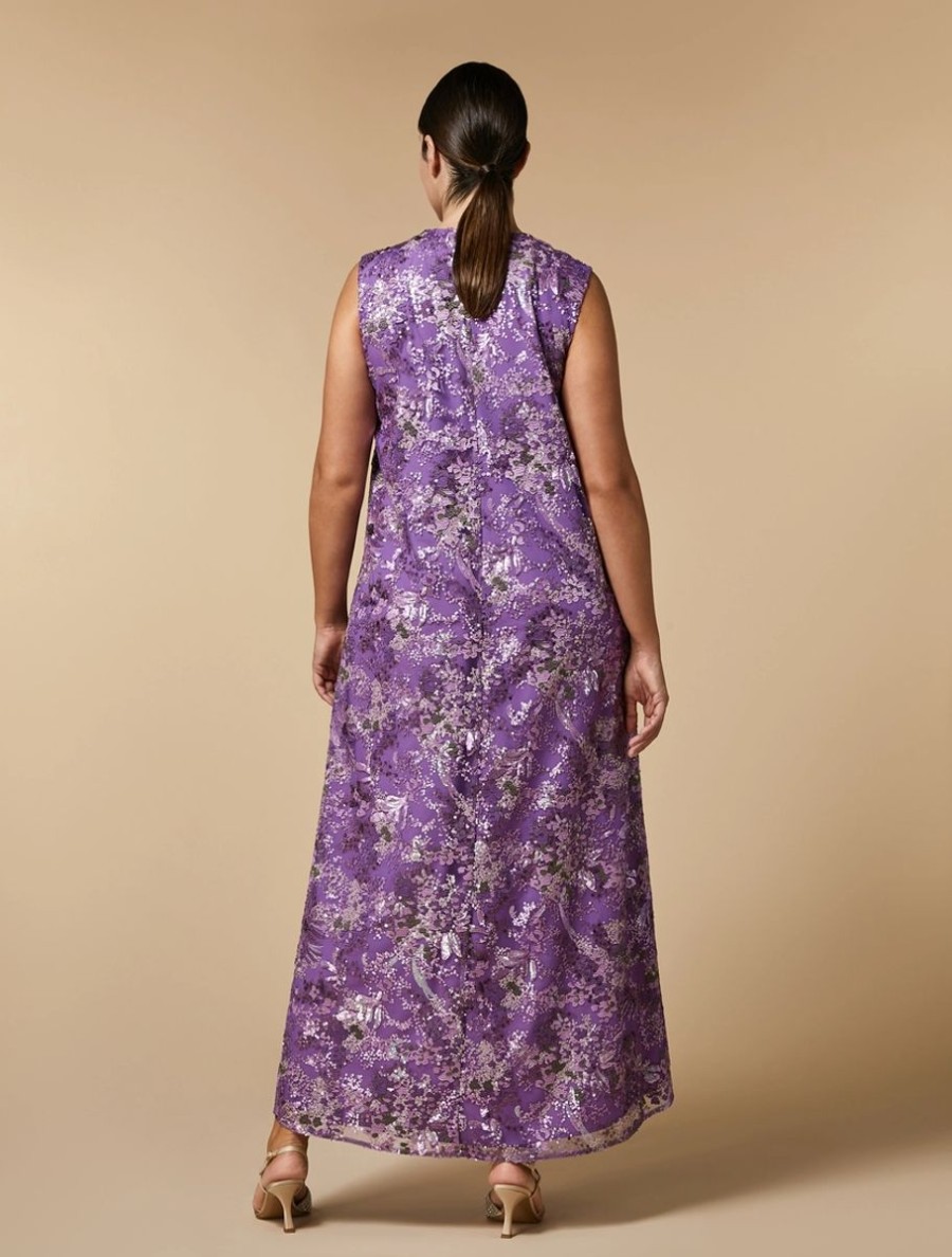 Long Embroidered Tulle Dress Wisteria Hot