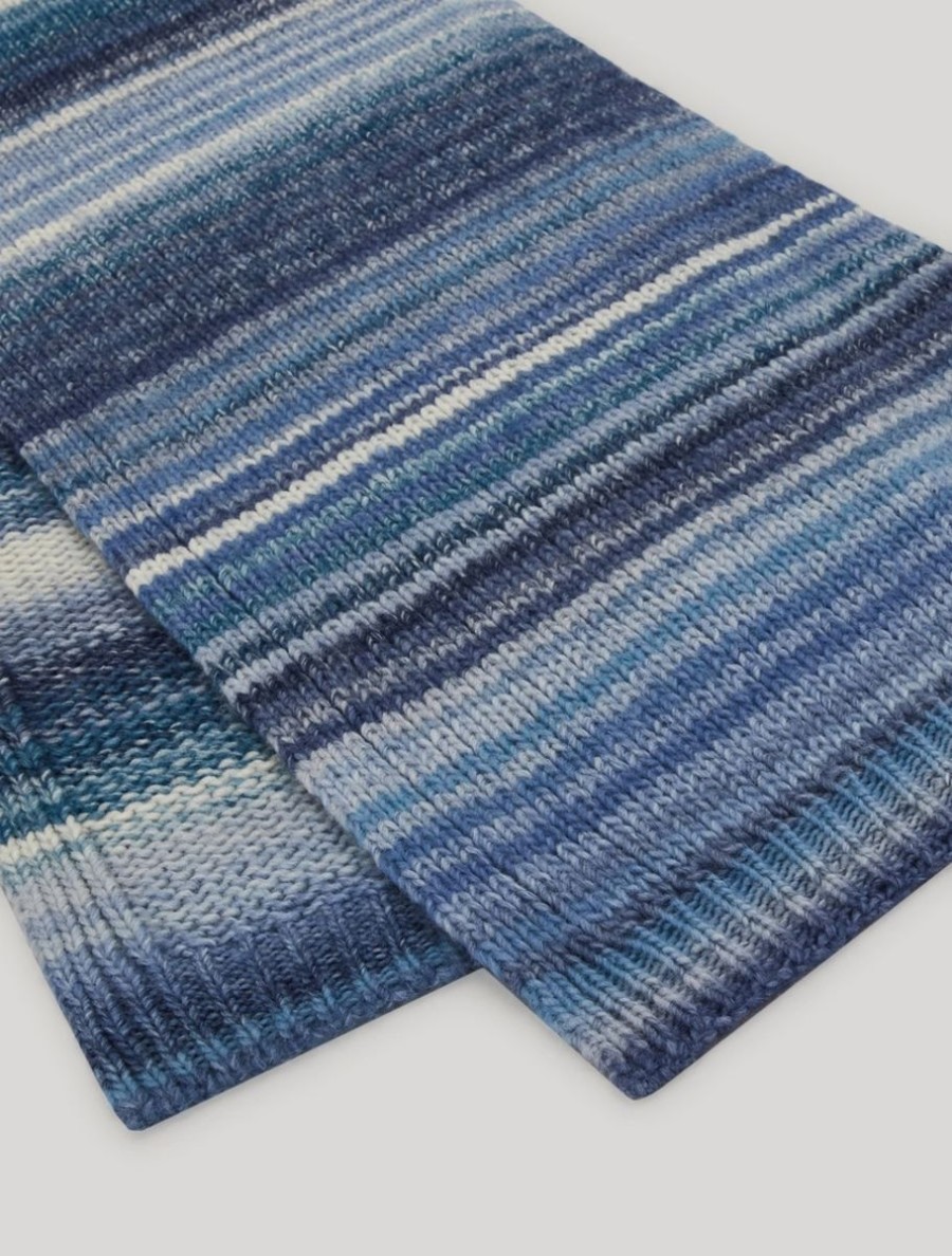 Wool Blend Scarf Ski Blue New