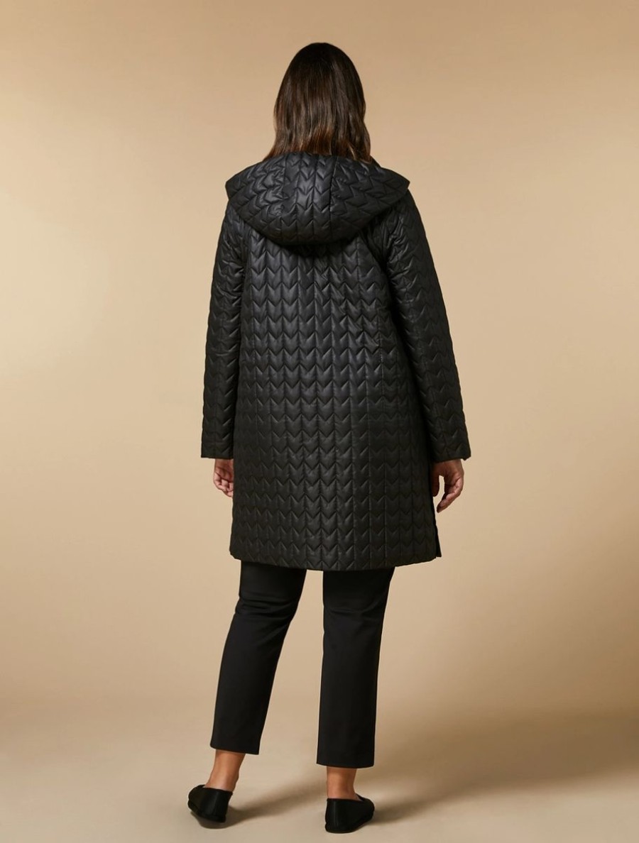 Quilted Houndstooth Down Jacket Black New