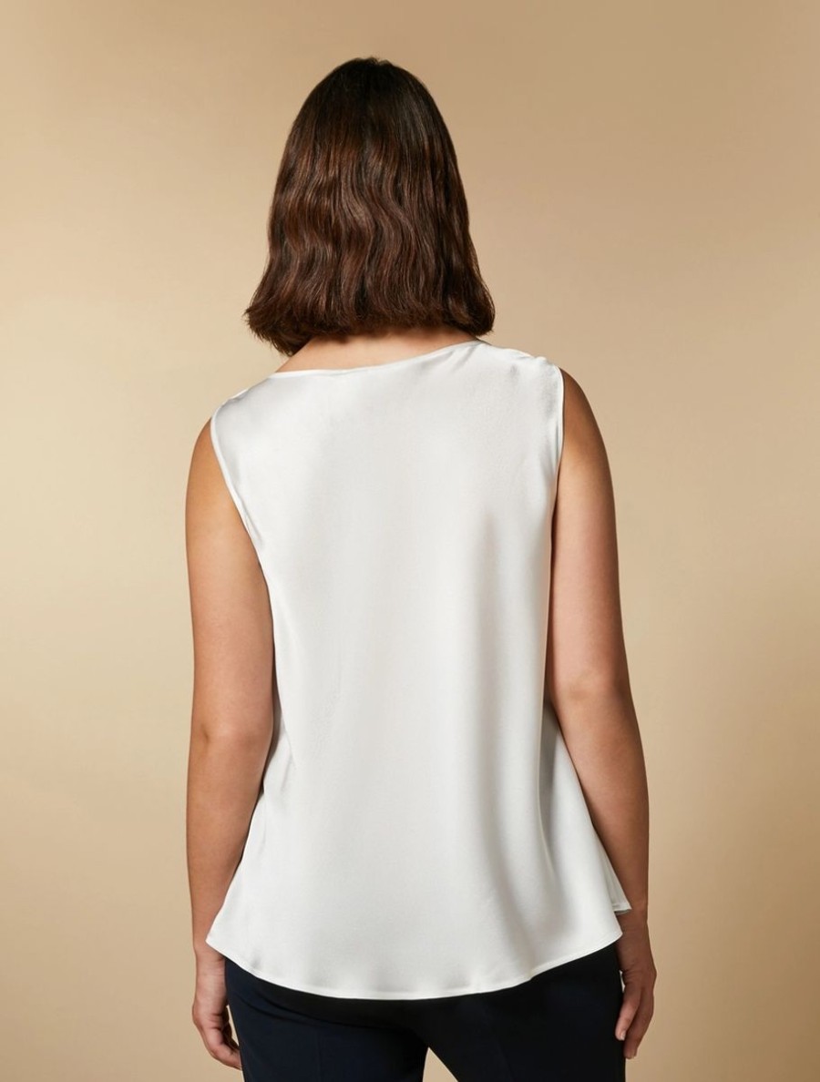 Draped Satin Top White Clearance