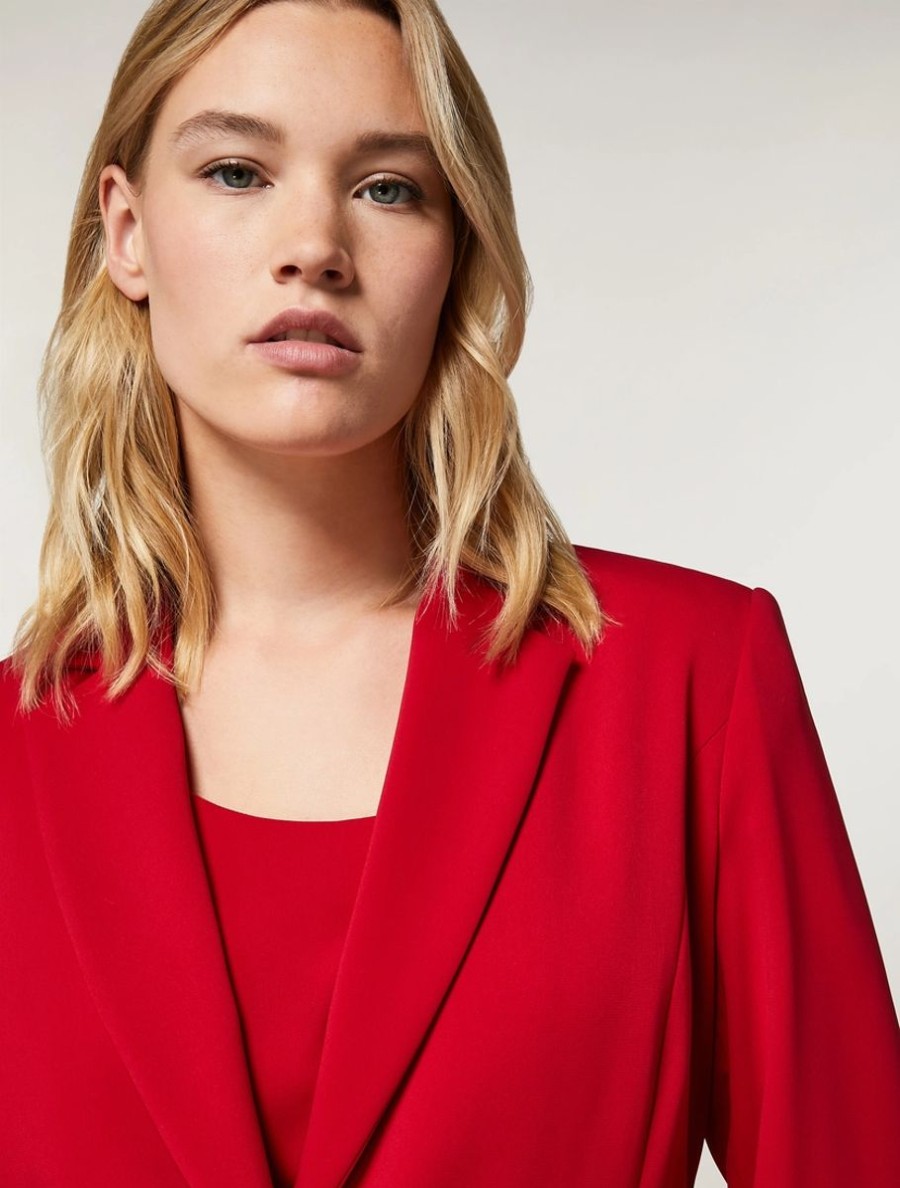 Fluid Stretch Fabric Blazer Red Hot