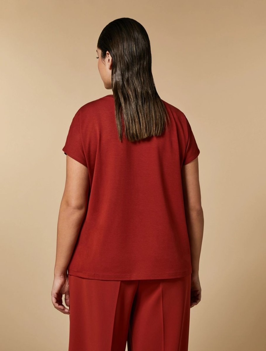 Satin And Crepe Jersey T-Shirt Rust Online