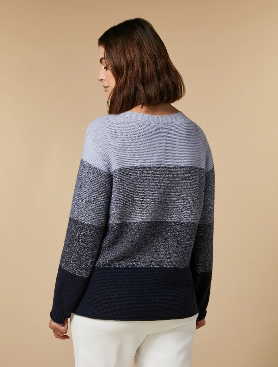 Two-Tone Wool And Cashmere Sweater Dark Navy Online