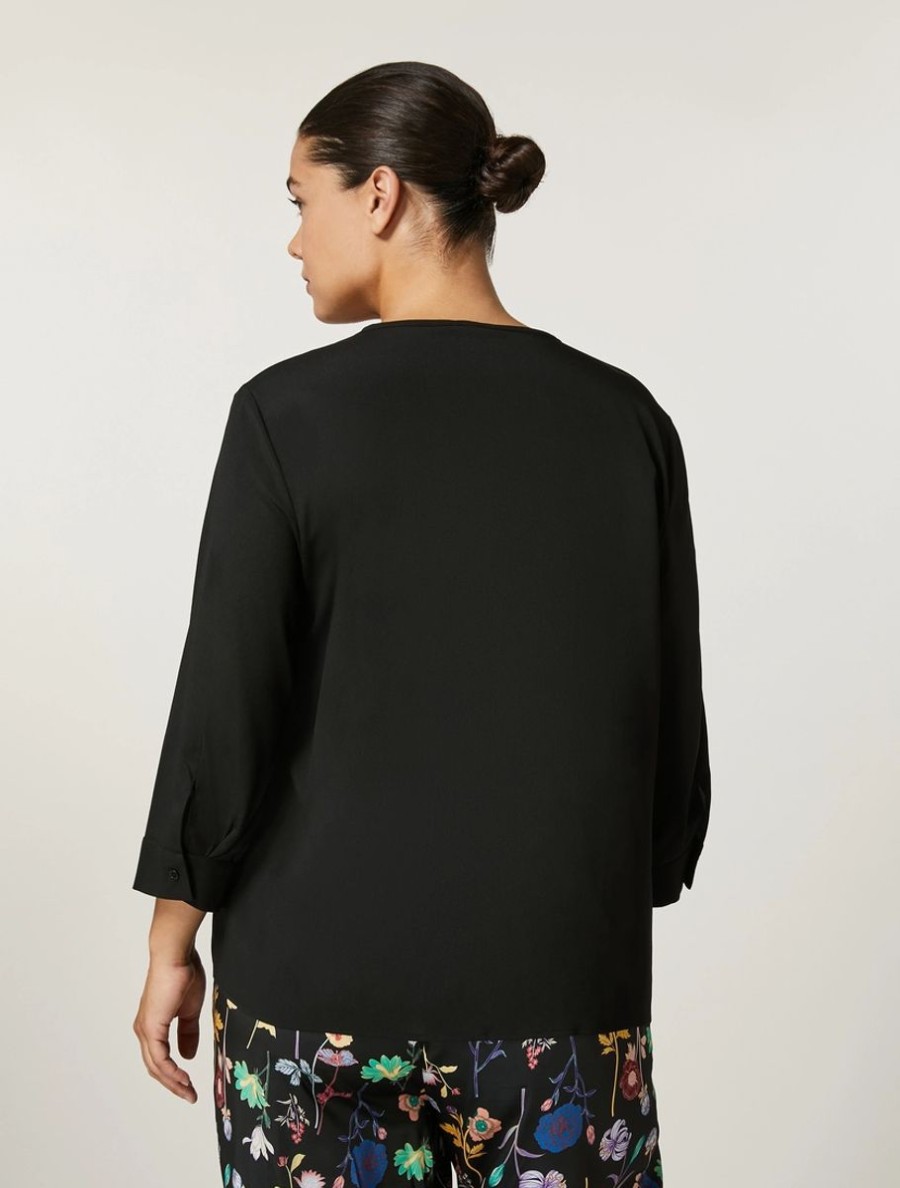 Crepe De Chine Blouse Black Clearance