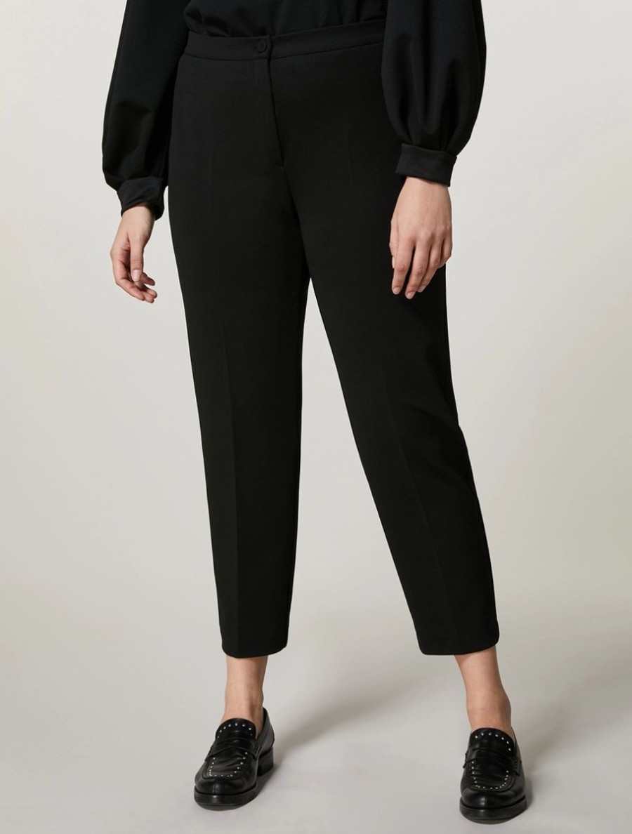 Scuba Jersey Crepe Trousers Black Hot