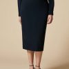 Triacetate Pencil Skirt Dark Navy Hot