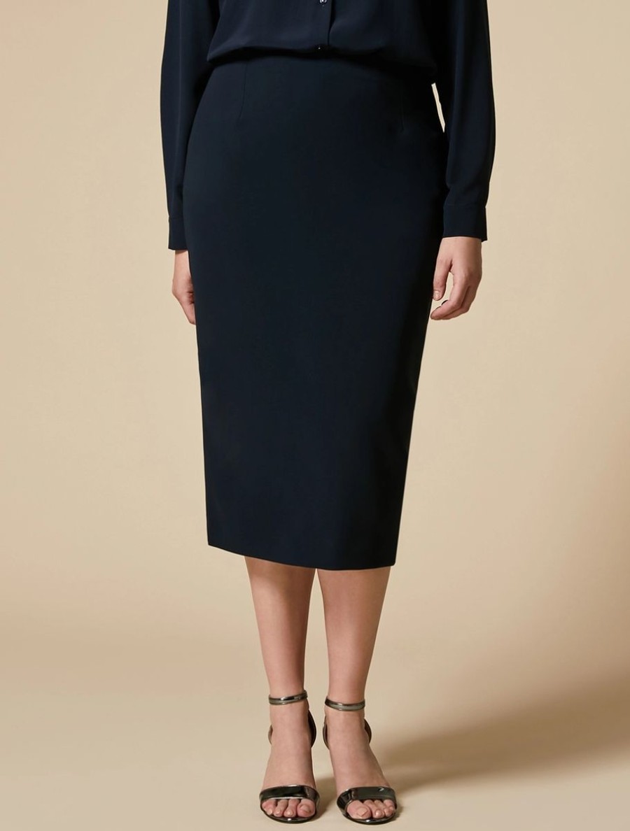 Triacetate Pencil Skirt Dark Navy Hot