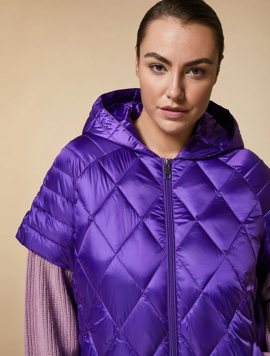 Water-Repellent Quilted Gilet Purple New