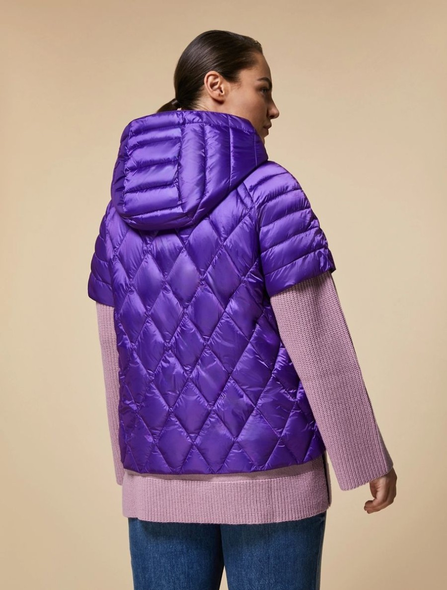 Water-Repellent Quilted Gilet Purple New