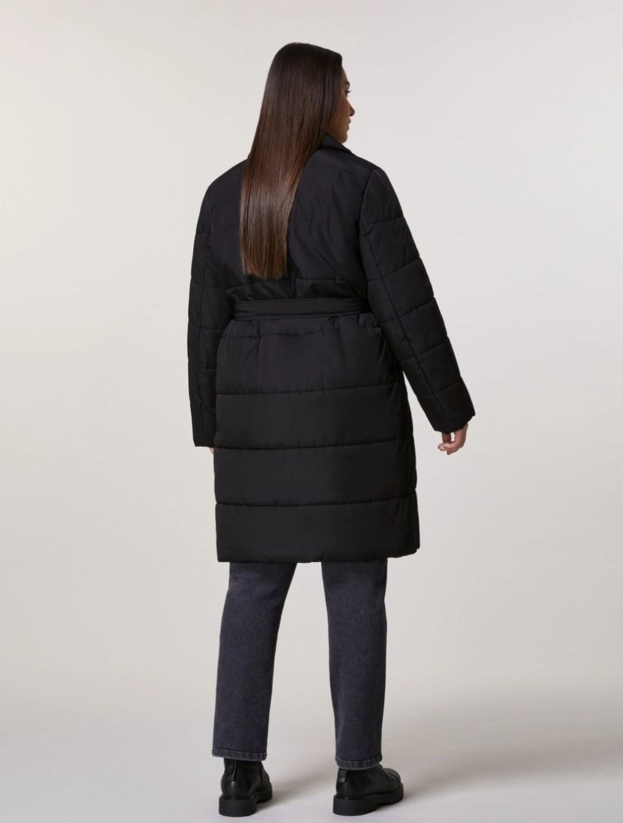 Water-Resistant Padded Coat Black Clearance