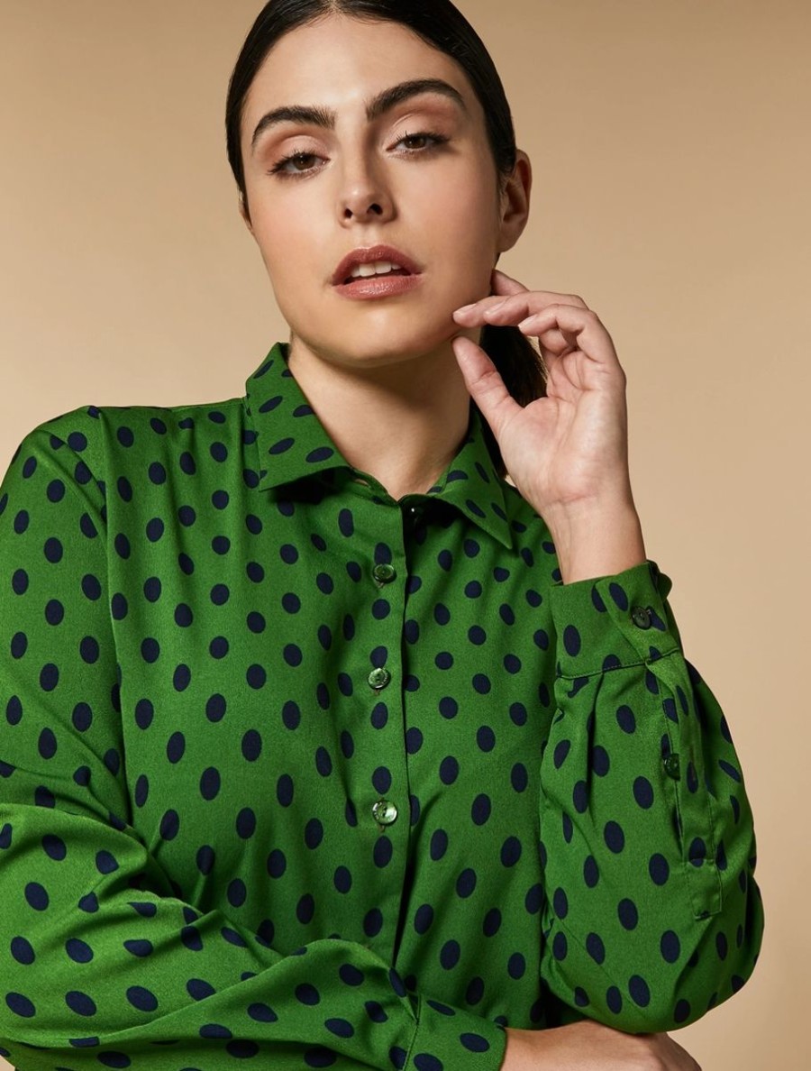 Printed Crepe De Chine Shirt Green Hot