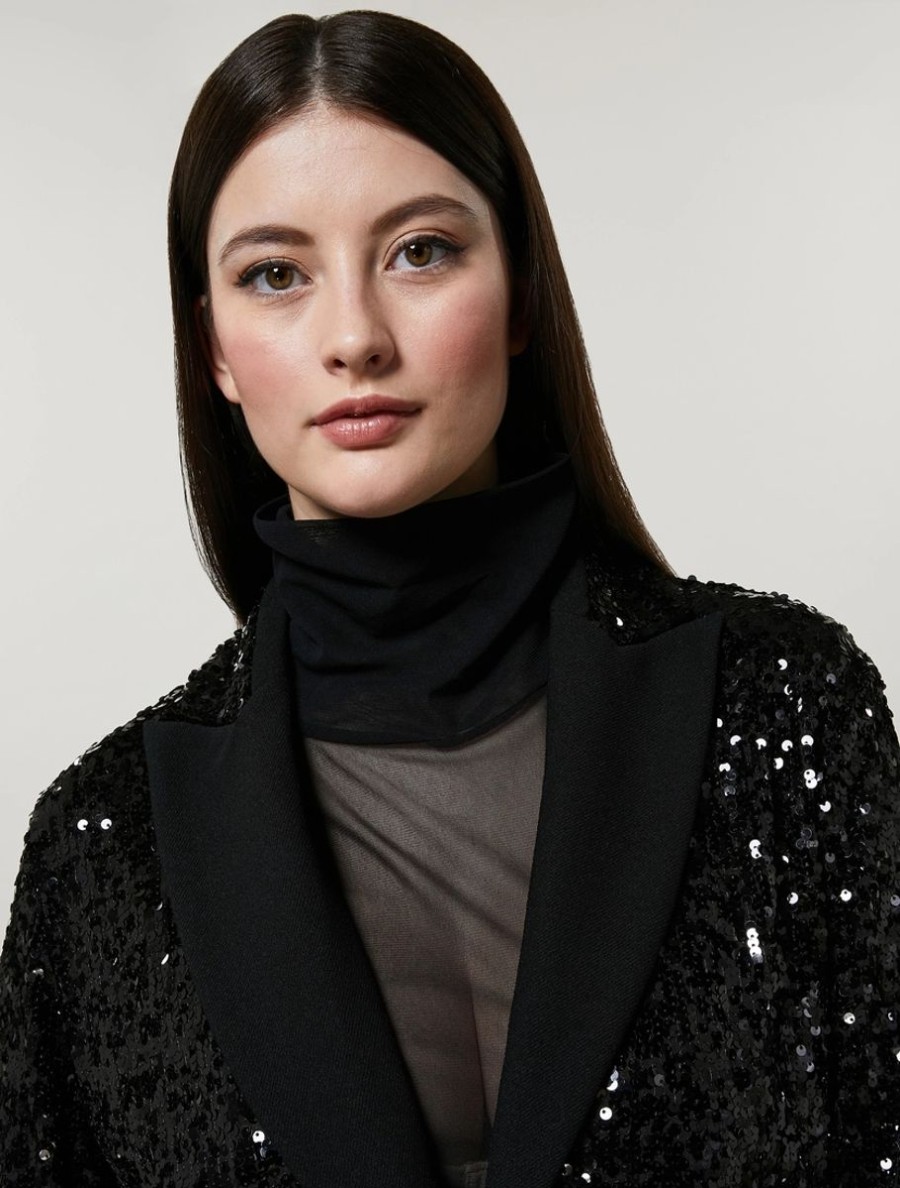 Jersey And Sequin Jacket Black Wholesale