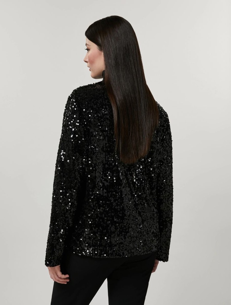 Jersey And Sequin Jacket Black Wholesale