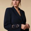 Embroidered Triacetate Blazer Jacket Midnightblue New