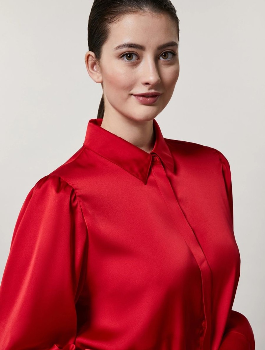 Satin Shirt Red Wholesale