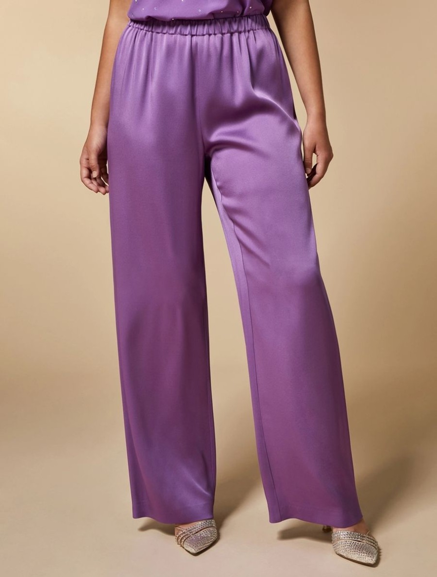 Shiny Fabric Trousers Wisteria Wholesale