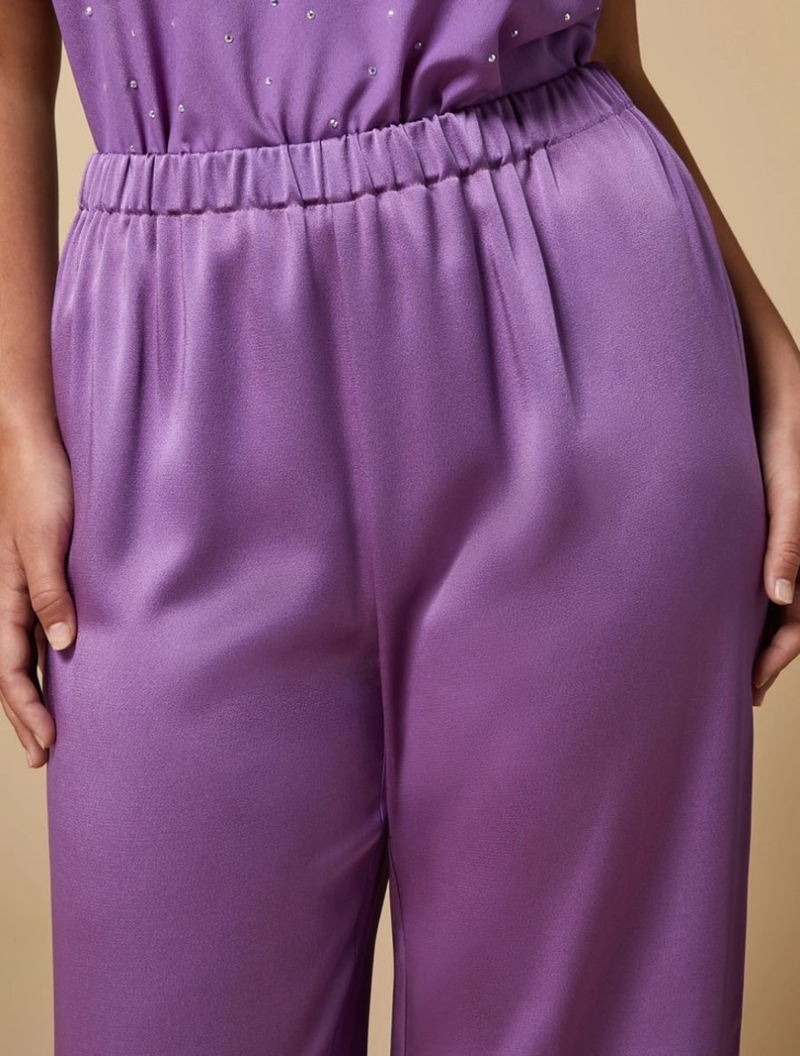 Shiny Fabric Trousers Wisteria Wholesale