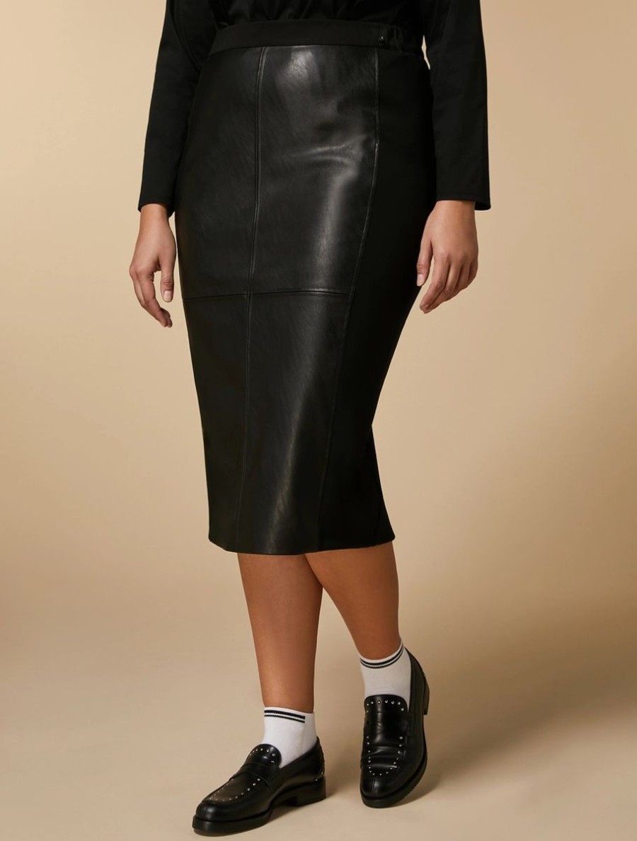 Jersey And Coated Fabric Skirt Black Hot