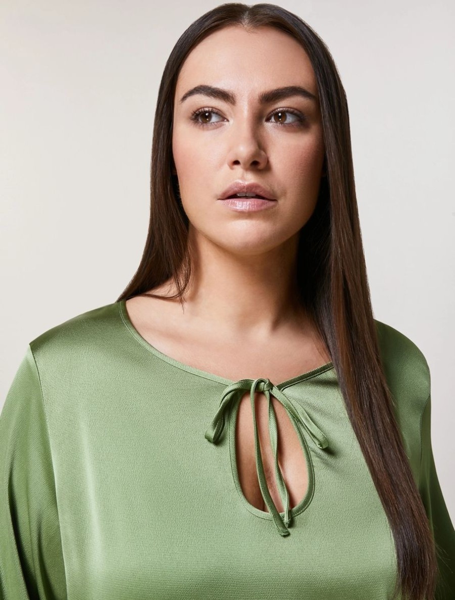 Hammered Satin Blouse Green Online