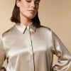 Silk Satin Shirt Dark Beige Best