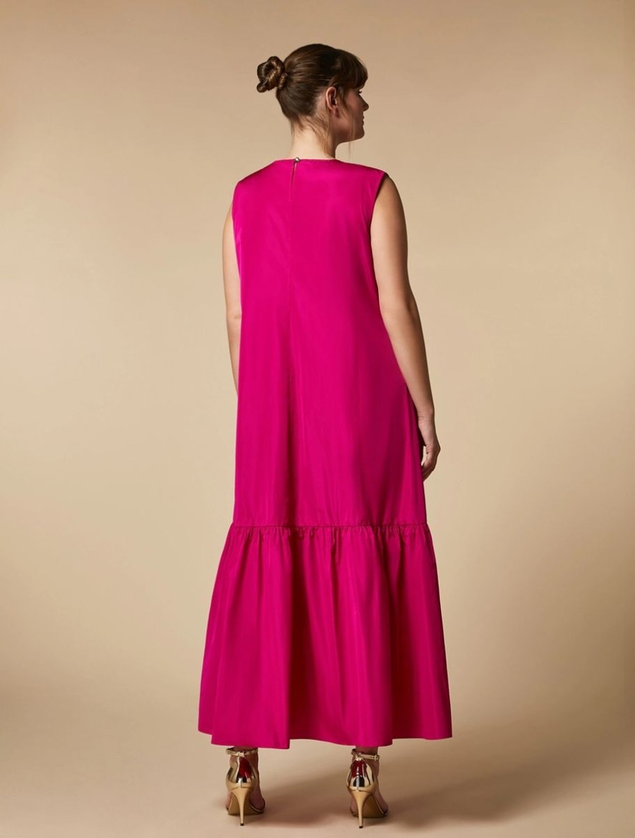 Long Taffeta Dress Fuchsia New