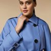 Cotton Blend Water-Resistant Trench Coat Light Blue Clearance