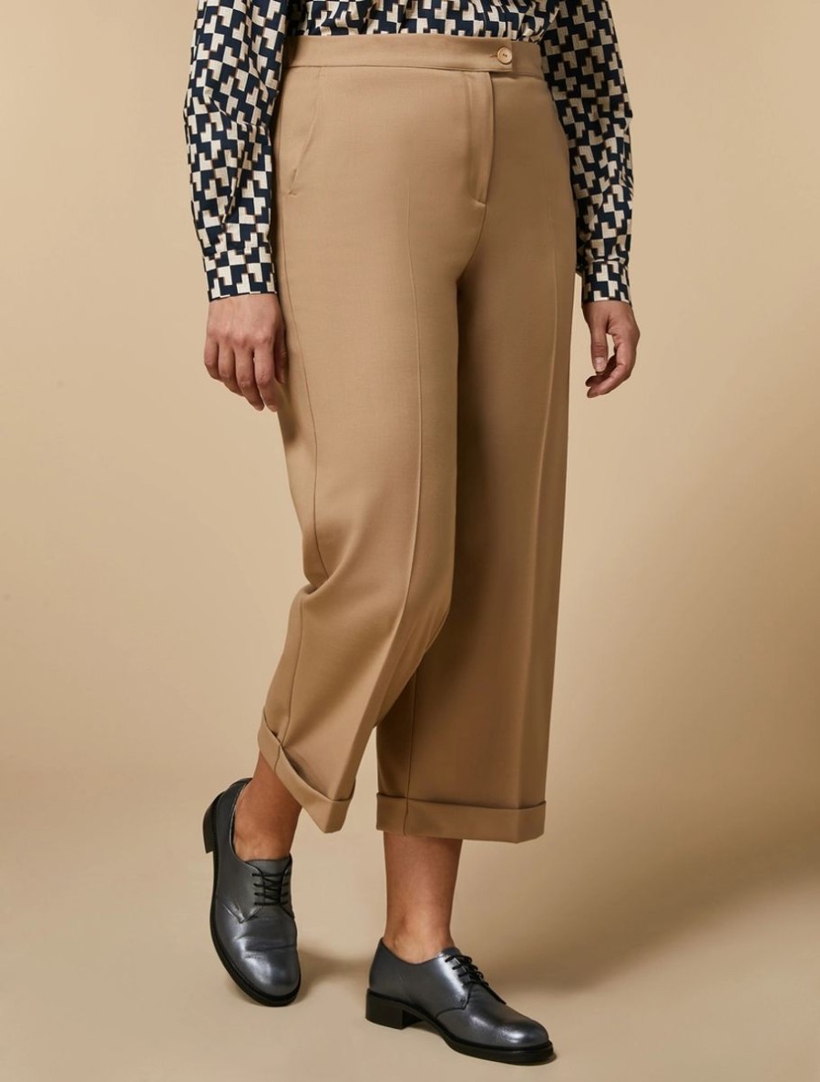 Technical Wool Gabardine Trousers Camel Wholesale